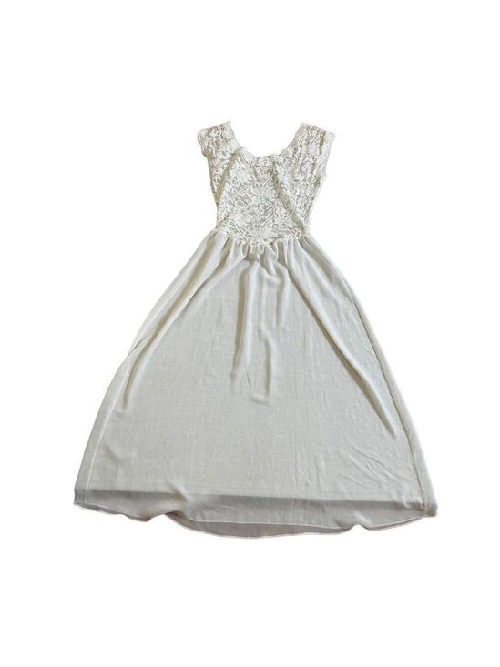 Victoria's Secret Other - 90’ Vintage Victoria's Secret Maxi Dress Nightgown Ivory Floral Lace Plunge Back